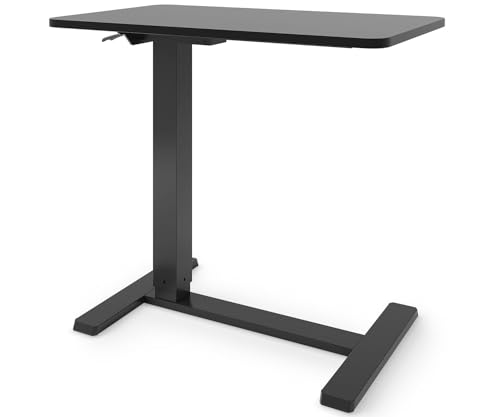 ESMART EACM-121BB 71 x 40 cm Schwarz - Mobiler stufenlos pneumatisch höhenverstellbarer Beistelltisch 64-99 cm auf Rollen für Couch, Bett, Kinderzimmer und Homeoffice von ESMART