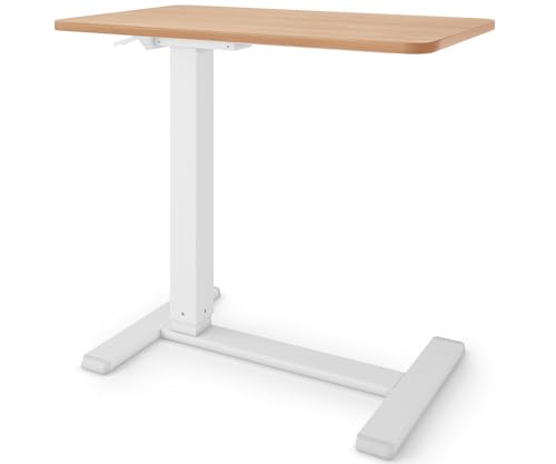 ESMART EACM-121WM 71 x 40 cm Ahorn - Mobiler stufenlos pneumatisch höhenverstellbarer Beistelltisch 64-99 cm auf Rollen für Couch, Bett, Kinderzimmer und Homeoffice von ESMART