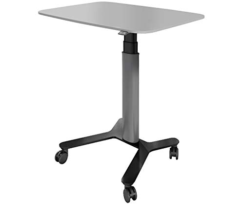 ESMART EAX-131 BG 90 x 60 cm Hellgrau Ergonomischer Steh-Sitz-Pult-Schreibtisch Stufenlos elektrisch höhenverstellbar 65-130 cm mobiles Stehpult rollbar von ESMART