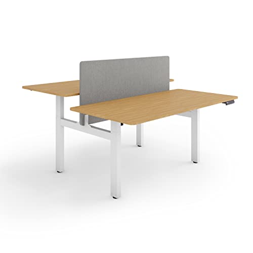ESMART ETX-221WBA 160 x 80 cm Bambus Dekor Ergonomischer Steh-Sitz-Doppel-Schreibtisch Stufenlos elektrisch höhenverstellbar 71,5-121,5 cm 4X Memory Kollisionsschutz Soft-Start/Stopp von ESMART