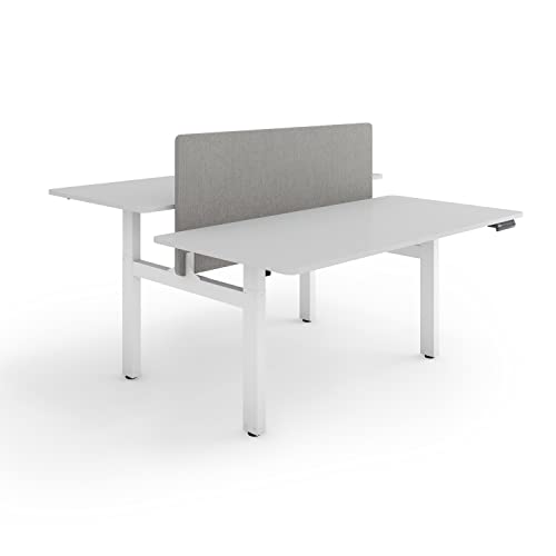 ESMART ETX-221WG 160 x 80 cm Hellgrau Ergonomischer Steh-Sitz-Doppel-Schreibtisch Stufenlos elektrisch höhenverstellbar 71,5-121,5 cm 4X Memory Kollisionsschutz Soft-Start/Stopp von ESMART