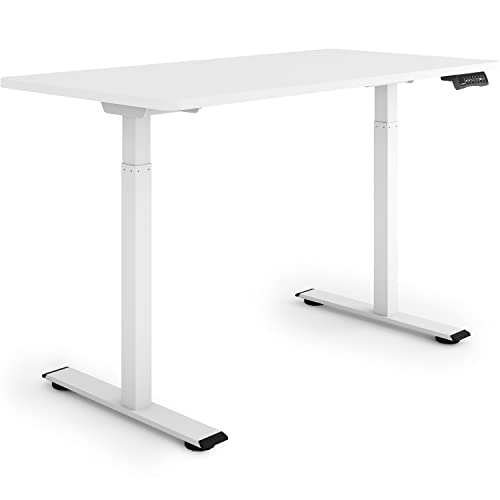 ESMART Germany ERX-122WW 120 x 60 cm Weiß Ergonomischer Steh-Sitz-Schreibtisch Stufenlos elektrisch höhenverstellbar 73,5-122,5 cm 3X Memory Aktivitätserinnerung Dual Motor Schnelle Montage von ESMART