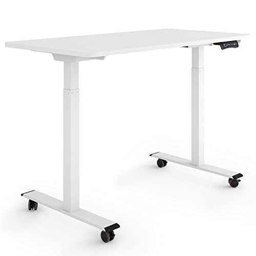 ESMART Germany ERX-122WW 120x60cm Weiß Ergonomischer Steh-Sitz-Schreibtisch auf Rollen Stufenlos elektrisch höhenverstellbar 78,5-127,5 cm 3 x Memory Aktivitätserinnerung Dual Motor Schnelle Montage von ESMART