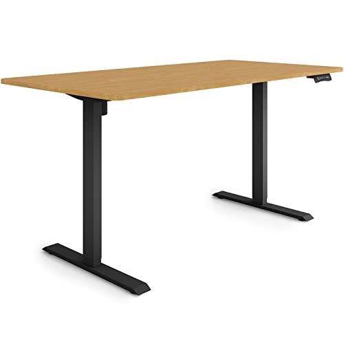 ESMART Germany ETX-121BBA 160x80cm Bambus Dekor Ergonomischer Steh-Sitz-Schreibtisch Stufenlos elektrisch höhenverstellbar 73,5-123,5cm 3 x Memory USB Ladeport Aktivitätserinnerung Soft-Start/Stopp von ESMART