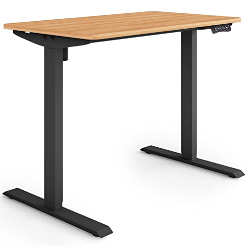 ESMART Germany ETX-121BM 100x60cm Ahorn Dekor Ergonomischer Steh-Sitz-Schreibtisch Stufenlos elektrisch höhenverstellbar 73,5-123,5cm 3 x Memory USB Ladeport Aktivitätserinnerung Soft-Start/Stopp von ESMART