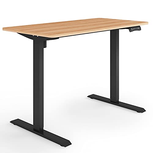 ESMART Germany ETX-121BM 120x60cm Ahorn Dekor Ergonomischer Steh-Sitz-Schreibtisch Stufenlos elektrisch höhenverstellbar 73,5-123,5cm 3X Memory USB Ladeport Aktivitätserinnerung Soft-Start/Stopp von ESMART