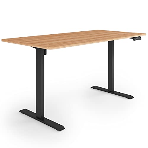 ESMART Germany ETX-121BM 160x80cm Ahorn Dekor Ergonomischer Steh-Sitz-Schreibtisch Stufenlos elektrisch höhenverstellbar 73,5-123,5cm 3 x Memory USB Ladeport Aktivitätserinnerung Soft-Start/Stopp von ESMART