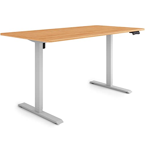 ESMART Germany ETX-121GM 160x80cm Ahorn Dekor Ergonomischer Steh-Sitz-Schreibtisch Stufenlos elektrisch höhenverstellbar 73,5-123,5cm 3X Memory Aktivitätserinnerung Soft-Start/Stopp Schnelle Montage von ESMART