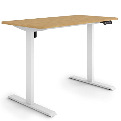 ESMART Germany ETX-121WBA 120x60cm Bambus Dekor Ergonomischer Steh-Sitz-Schreibtisch Stufenlos elektrisch höhenverstellbar 73,5-123,5cm 3x Memory Aktivitätserinnerung Soft-Start/Stopp Schnelle Montage von ESMART