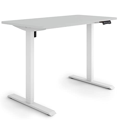 ESMART Germany ETX-121WG 120x60cm Hellgrau Ergonomischer Steh-Sitz-Schreibtisch Stufenlos elektrisch höhenverstellbar 73,5-123,5cm 3X Memory Aktivitätserinnerung Soft-Start/Stopp Schnelle Montage von ESMART