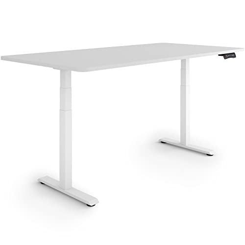 ESMART Germany EZX-132WG 160x80cm Hellgrau Ergonomischer Steh-Sitz-Schreibtisch Stufenlos elektrisch höhenverstellbar 60,5-125,5 cm 3 x Memory Aktivitätserinnerung Schnelle Montage von ESMART