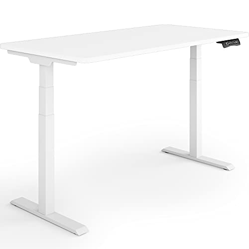 ESMART Germany EZX-132WW 120x60cm Weiß Ergonomischer Steh-Sitz-Schreibtisch Stufenlos elektrisch höhenverstellbar 60,5-125,5 cm 3 x Memory Aktivitätserinnerung Schnelle Montage von ESMART