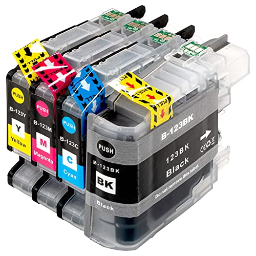 ESMONLINE 4 komp. Druckerpatronen ersetzt Brother LC-123 MFC J245 J870DW J4410DW J4510DW J4610DW J470DW J4710DW J650DW J6520DW J6720DW J6920DW DCP J132W J152W J4110DW J552DW J752DW LC123 von ESMONLINE