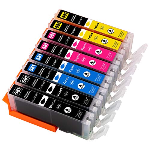 ESMONLINE 8 kompatible XXL Druckerpatronen (4 Farben inkl. Photoschwarz) als Ersatz für Canon CLI-581 von ESMONLINE