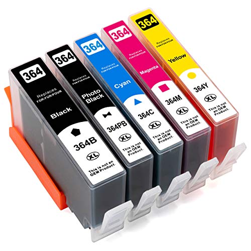 ESMOnline 5 kompatible XL Druckerpatronen (5 Farben) als Ersatz für HP 364 zu HP OfficeJet 4610, 4620; DeskJet 3520, 3070A B611; Photosmart Plus B209, B210; Photosmart Wireless B109, B110; Photosmart B010, B109, 5510, 5520, 6510, 6520, 7510, 7520 von ESMONLINE