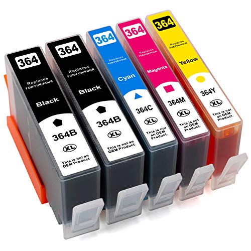 ESMOnline 5 kompatible XL Druckerpatronen (4 Farben) als Ersatz für HP 364 zu HP OfficeJet 4610, 4620; DeskJet 3520, 3070A B611; Photosmart Plus B209, B210; Photosmart Wireless B109, B110; Photosmart B010, B109, 5510, 5520, 6510, 6520, 7510, 7520 von ESMONLINE