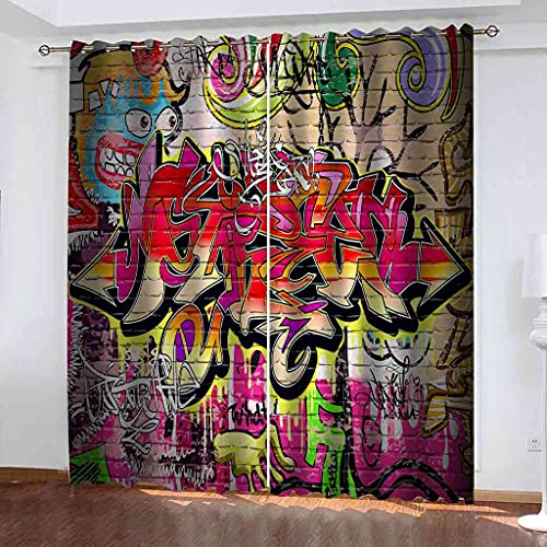 ESMTKDD 3D Vorhänge Wohnzimmer Blickdicht Gardinen Graffiti-Kunst Verdunkelungsvorhang Kinderzimmer Thermovorhang Fensterdekoration Weich Polyester Vorhänge für Schlafzimmer 117x140cm von Shot Case