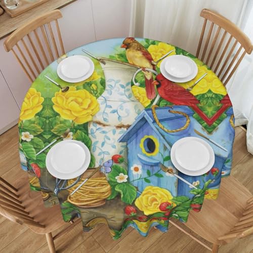 ESNAIUVCD Runde Tischdecke mit Vogelmotiv, 152 cm, Polyester, abwischbar, wasserdicht, für Küche, Esszimmer, Party, Picknick, Terrasse, Outdoor ESNAIUVCD Runde Tischdecke mit Vogelmotiv, 152 cm, Polyester, abwischbar, wasserdicht, für Küche, Esszimmer, Party, Picknick, Terrasse, Outdoor von ESNAIUVCD
