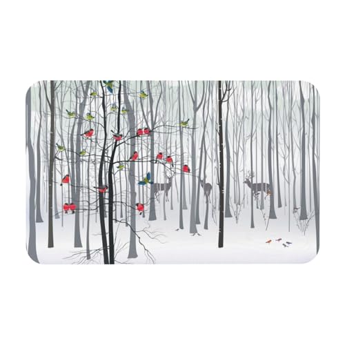 ESNAIUVCD Rutschfeste Badematte, Motiv: Schneehirsch, Vogel, Brichbaum, 50 x 80 cm, super saugfähig, schnell trocknend, leicht zu reinigen, Badezimmer-Zubehör, Dekor ESNAIUVCD Rutschfeste Badematte, Motiv: Schneehirsch, Vogel, Brichbaum, 50 x 80 cm, super saugfähig, schnell trocknend, leicht zu reinigen, Badezimmer-Zubehör, Dekor von ESNAIUVCD