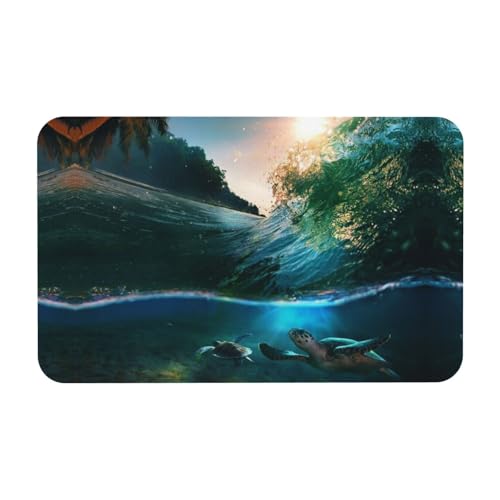 ESNAIUVCD Rutschfeste Badematte mit Palmen und Meeresschildkröten, zum Tauchen, 50 x 80 cm, super saugfähig, schnell trocknend, leicht zu reinigen, Badezimmer-Zubehör, Dekor ESNAIUVCD Rutschfeste Badematte mit Palmen und Meeresschildkröten, zum Tauchen, 50 x 80 cm, super saugfähig, schnell trocknend, leicht zu reinigen, Badezimmer-Zubehör, Dekor von ESNAIUVCD