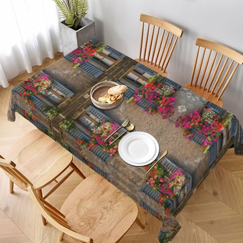 ESNAIUVCD Tischdecke mit rotem Blumendruck, auslaufsicherer, strukturierter Stoff, für Innen- und Außenbereich und Feiern ESNAIUVCD Tischdecke mit rotem Blumendruck, auslaufsicherer, strukturierter Stoff, für Innen- und Außenbereich und Feiern von ESNAIUVCD