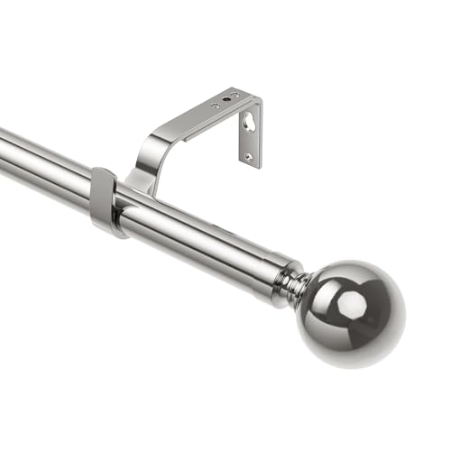 Ausziehbare Gardinenstangen, 76–208 cm, Durchmesser 25 mm, verstellbare Gardinenstange mit 60 mm Metallkugel-Endstücken für Ösenvorhänge, robuste Gardinenstangen für Schlafzimmer, Wohnzimmer, Büro von ESON CASA