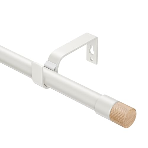 Ausziehbare Gardinenstangen 76-208cm, Dia 19mm Verstellbare Gardinenstange mit Holzmaserung Endstücke für Ösenvorhänge, Elegante Dekorative Vorhangstangen für Schlafzimmer von ESON CASA