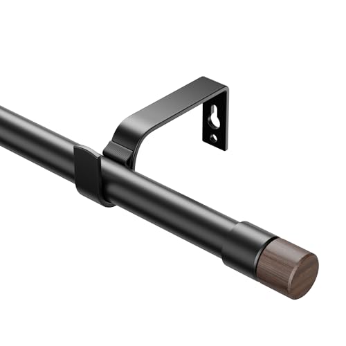 Ausziehbare Gardinenstangen 76-208cm, Dia 19mm Verstellbare Gardinenstange mit Holzmaserung Endstücke für Ösenvorhänge, Elegante Dekorative Vorhangstangen für Schlafzimmer von ESON CASA