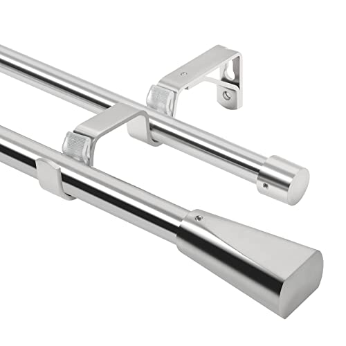 Eson Casa Doppelte Gardinenstange, 120–210 cm, ausziehbar, Φ 16/19 mm, Gardinenstangen-Set mit dekorativen Endstücken für Ösenvorhänge, Nickel Gebürstet Eson Casa Doppelte Gardinenstange, 120–210 cm, ausziehbar, Φ 16/19 mm, Gardinenstangen-Set mit dekorativen Endstücken für Ösenvorhänge, Nickel Gebürstet von ESON CASA