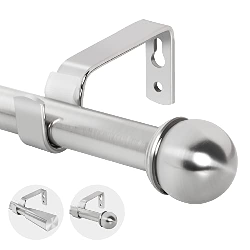 Eson Casa Vorhangstange ausziehbar 120-210cm, Dia 16/19mm Verstellbare Metall-Gardinenstange mit Kugelenden für Ösenvorhänge, Elegante Modern Dekorative Fensterstange, Nickel gebürstet von ESON CASA