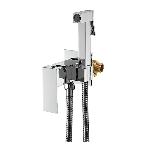 ESOP Bidet Handbrause für Toilette - Chrom Messing Armaturen Kit für WC - Warmes und Kaltes Wasser Sprayer mit 1.5m Brauseschlauch von ESOP