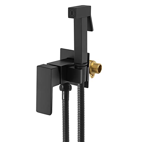 ESOP Bidet Handbrause für Toilette - Schwarz Messing, Warmes und Kaltes Wasser, Kit Mit 1.5m Brauseschlauch für WC Armaturen von ESOP