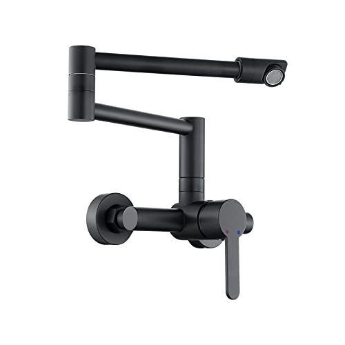 ESOP Küchenarmatur Wandmontage 360° Drehbar Wasserhahn Küche Wandmontage Faltbar Einhebelmischer Wand Küchenarmatur Spültischarmatur Messing Küchen Wasserhahn Wandarmatur Schwarz Wandspülmischer von ESOP