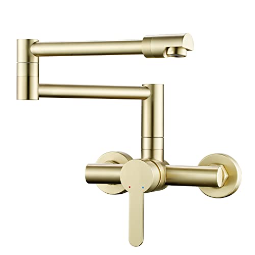 ESOP Küchenarmatur Wandmontage Gebürstetes Gold 360° Drehbar Wasserhahn Küche Wandmontage Faltbar Einhebelmischer Wand Küchenarmatur Spültischarmatur Messing Wandarmatur Wandspülmischer ESOP Küchenarmatur Wandmontage Gebürstetes Gold 360° Drehbar Wasserhahn Küche Wandmontage Faltbar Einhebelmischer Wand Küchenarmatur Spültischarmatur Messing Wandarmatur Wandspülmischer von ESOP