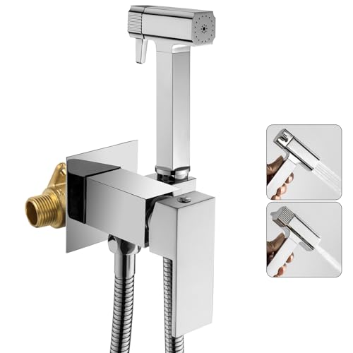 Bidet Handbrause für Toilette Armaturen WC, Bidet Handbrause Set mit Dual-Modus (Jet/Stream) Messing Handbrause Toilette Wandhalterung für Waschbecken Bad Küche, 1.2M Schlauch, Chrom von ESOP
