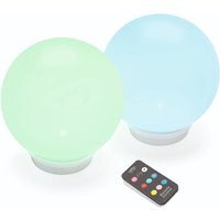 Solar Leuchtkugelset multicolor, 2er Set, schwimmend, Akku, Fernbedienung, mehrere Funktionen, runde schwimmfähige Lichtkugel, Gartenkugel, von ESOTEC