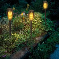 Solar Gartenleuchten 3er-Set Solarleuchten Garten Fackelleuchte mit bernsteinfarbenen Flammenlicht Esotec 102315 von ESOTEC