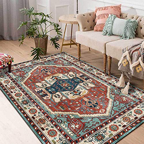 ESOUY Area Rug extra groß, rechteckig, Retro-Stil, geometrisches Rot, Blau, für Wohnzimmer, Schlafzimmer, Küche, Carpet 150 x 170 cm von ESOUY