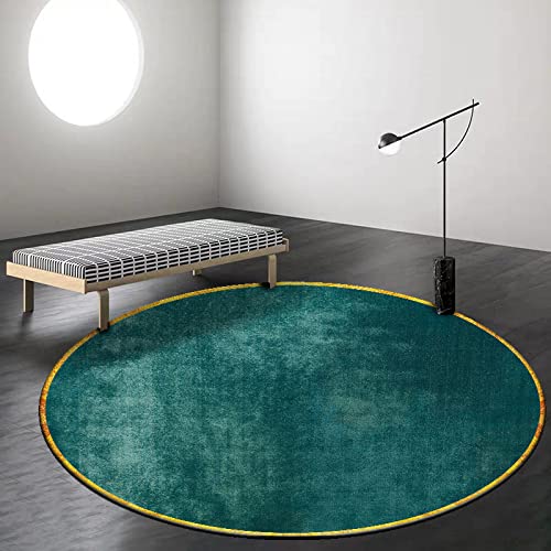 ESOUY Runder Teppich, groß, waschbar, für den Innenbereich, einfach, hell, Luxus, Smaragdgrün, Gold, Retro, für Schlafzimmer, Wohnzimmer, Sofa, Couchtisch, Schaukelstuhl, Bettseite, 160 cm von ESOUY