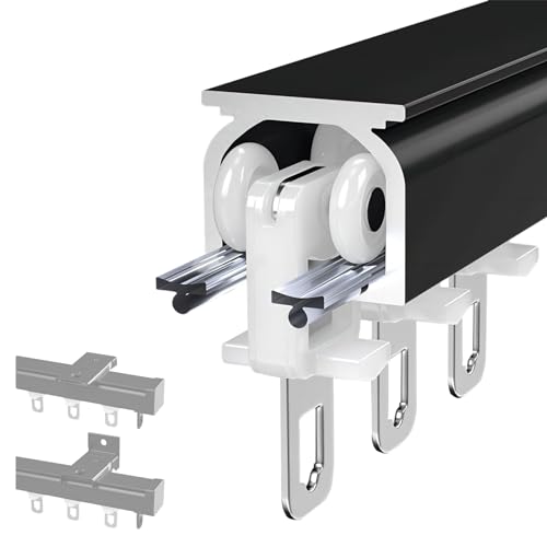 Vorhangschiene Deckengardinenschiene Wandvorhangschiene 1-läufig, Rostschutz Aluminium Gardinenschienen System, Für Wohnzimmer, Schlafzimmer, Dusche Privatsphäre Trennwand (50~600 Cm) von ESOYAWE