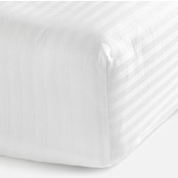 ESPA White 100% Cotton Sateen Stripe Fitted Sheet - Double von ESPA