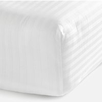 ESPA White 100% Cotton Sateen Stripe Fitted Sheet - King von ESPA