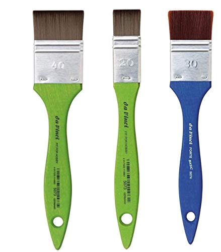 Vinci Serie 5073 Spalter Bürste, Kunstfaser, grün, Größe 20 mm, 40 mm, da Vinci Serie 5074, Größe 30 mm 3-teiliges Set, Made in Germany von ESPACE BEAUX ARTS