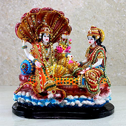 ESPLANADE Brass Lakshmi Narayan – Lord Vishnu Laxmi in Ksheer Sagar – Murti Idol Statue Skulptur – 7,9 cm (mehrfarbig) von eSplanade