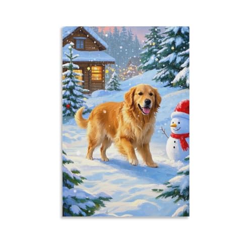 ESPLJQRYX Golden Retriever Wandbild Leinwand Gemälde Wand-Dekorationen Wandposter Kunstdruck Für Schlafzimmer Wanddekoration Gerahmt 12x18inch(30x45cm) von ESPLJQRYX