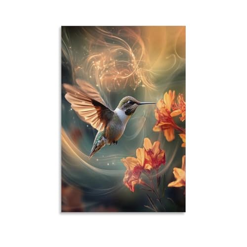 ESPLJQRYX Kolibri Wandbild Leinwand Gemälde Wand-Dekorationen Poster Kunstdruck Für Schlafzimmer Wohnzimmer Dekor 16x24inch(40x60cm) von ESPLJQRYX