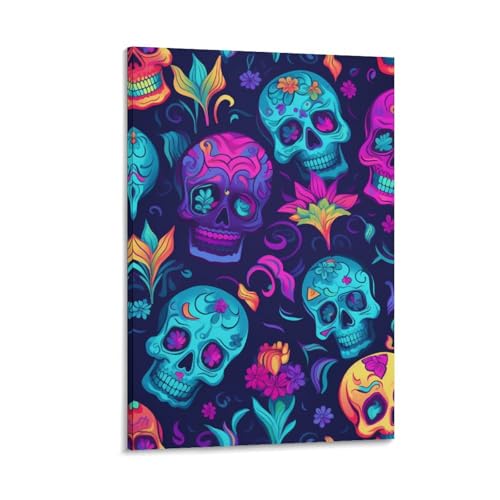 ESPLJQRYX Skull Wandbild Leinwand Gemälde Wohnzimmer Deko Wand Poster Kunstdruck Für Schlafzimmer Wohnzimmer Dekor 20x30inch(50x75cm) von ESPLJQRYX