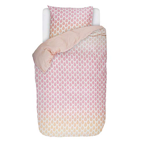 Esprit Satinbettwäsche Rainns I Farbe Pink I 200x220 2x80x80 cm I Tropfen auf weissem Grund I Reine Baumwolle I Reißverschluss von ESPRIT