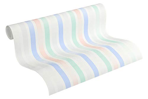 Esprit Vliestapete Morning Blush Tapete gestreift grafisch 10,05 m x 0,53 m blau grün rosa Made in Germany 365251 36525-1 von ESPRIT