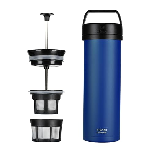 ESPRO Reise French Press Ultralight, Mini Coffee Maker mit Thermo-Funktion, 475ml, blau von ESPRO